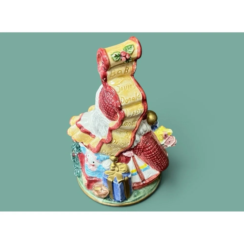 Fitz & Floyd Christmas Holiday Santa Claus Naughty Nice List Bell Clanger VTG